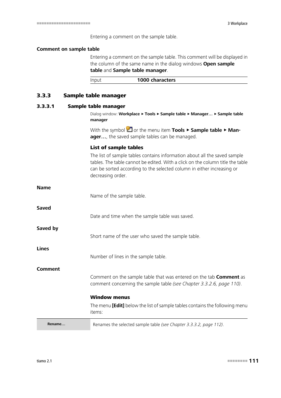 3 sample table manager, 1 sample table manager, Sample table manager | Metrohm tiamo 2.1 Manual User Manual | Page 125 / 1532