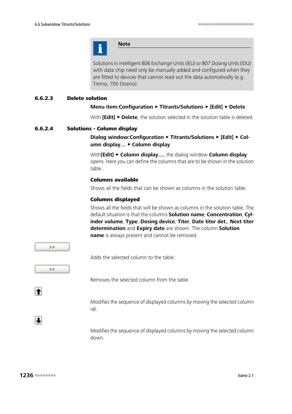 3 delete solution, 4 solutions - column display | Metrohm tiamo 2.1 Manual User Manual | Page 1250 / 1532