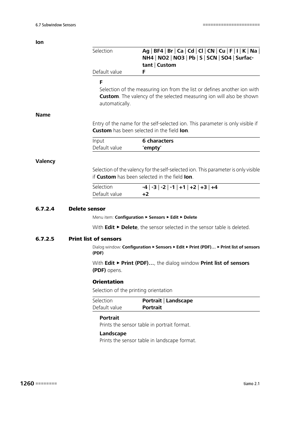 4 delete sensor, 5 print list of sensors | Metrohm tiamo 2.1 Manual User Manual | Page 1274 / 1532