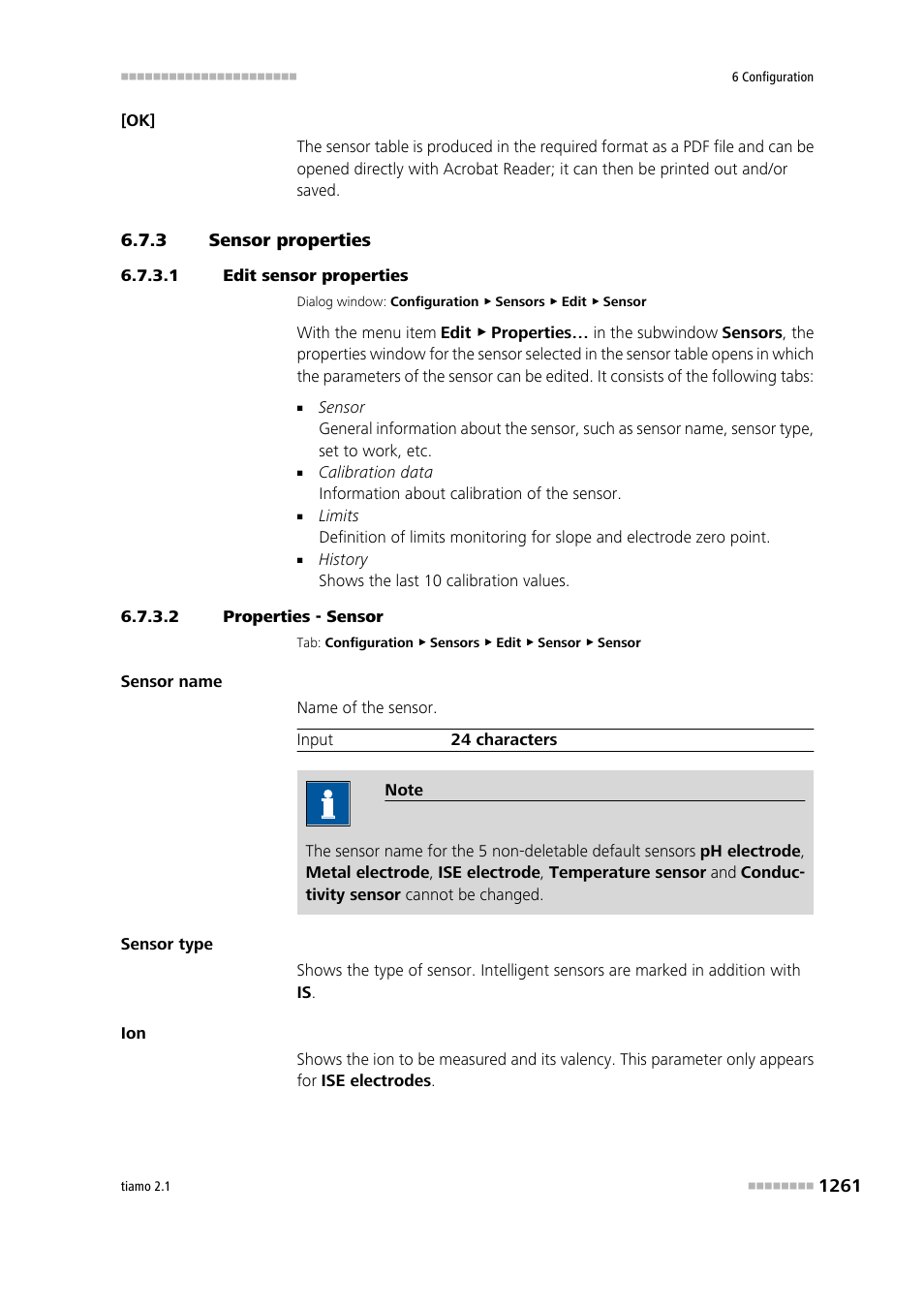 3 sensor properties, 1 edit sensor properties, 2 properties - sensor | Sensor properties 1 | Metrohm tiamo 2.1 Manual User Manual | Page 1275 / 1532