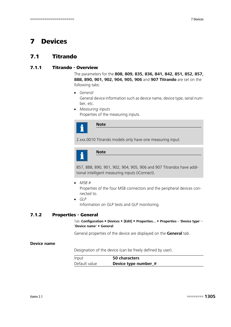 7 devices, 1 titrando, 1 titrando - overview | 2 properties - general, Titrando 5, Titrando - overview 5, Properties - general 5, Properties - general 2, Properties - general 8, Properties - general 6 | Metrohm tiamo 2.1 Manual User Manual | Page 1319 / 1532