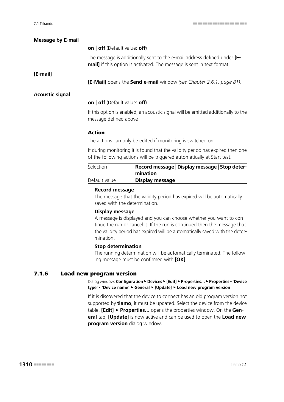 6 load new program version, Load new program version 0 | Metrohm tiamo 2.1 Manual User Manual | Page 1324 / 1532