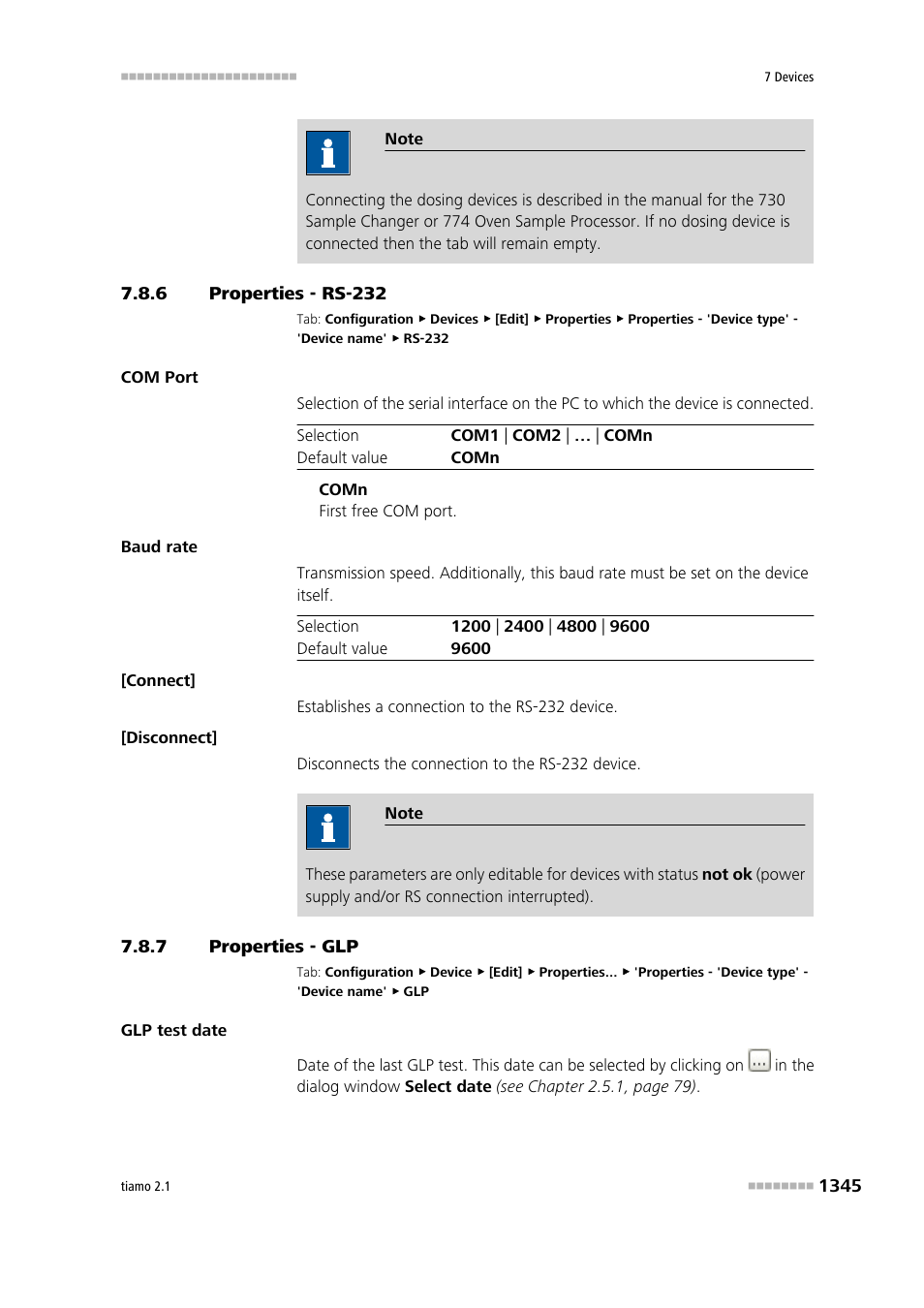 6 properties - rs-232, 7 properties - glp | Metrohm tiamo 2.1 Manual User Manual | Page 1359 / 1532