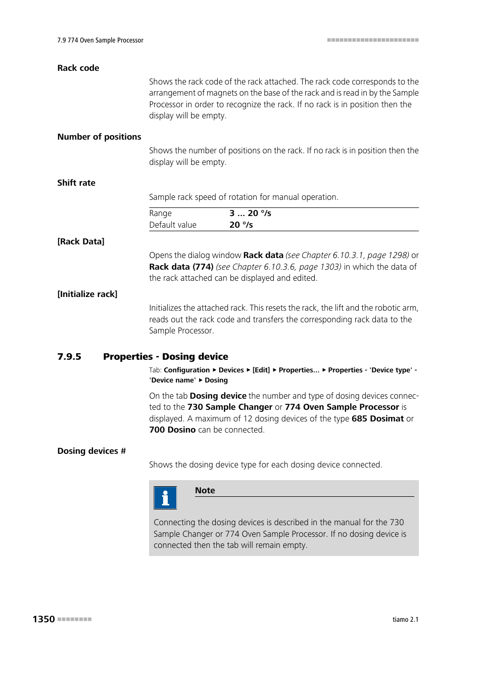 5 properties - dosing device | Metrohm tiamo 2.1 Manual User Manual | Page 1364 / 1532