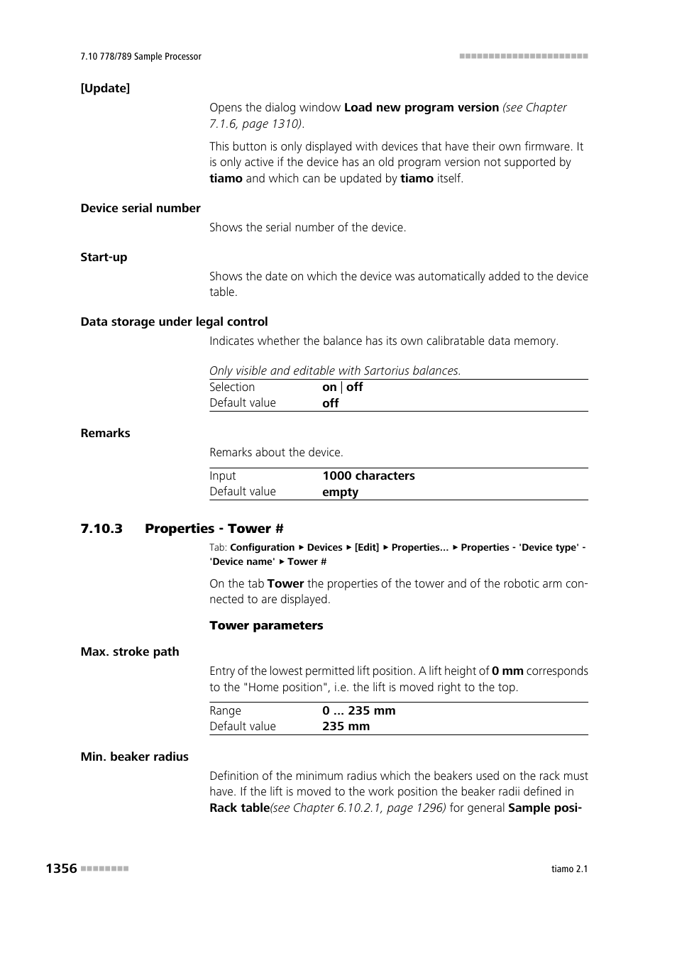 3 properties - tower, Properties - tower # 6, Properties - tower # 4 | Properties - tower # 1, Tower | Metrohm tiamo 2.1 Manual User Manual | Page 1370 / 1532