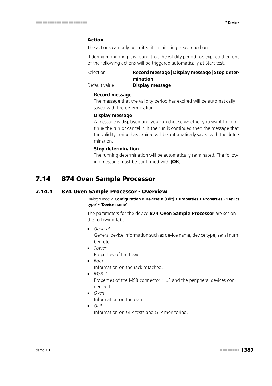 14 874 oven sample processor, 1 874 oven sample processor - overview, 14 874 oven sample processor 7 7.14.1 | 874 oven sample processor - overview 7, 874 oven sample processor | Metrohm tiamo 2.1 Manual User Manual | Page 1401 / 1532