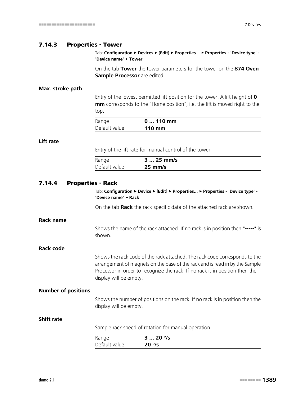 3 properties - tower, 4 properties - rack, Properties - tower 9 | Metrohm tiamo 2.1 Manual User Manual | Page 1403 / 1532