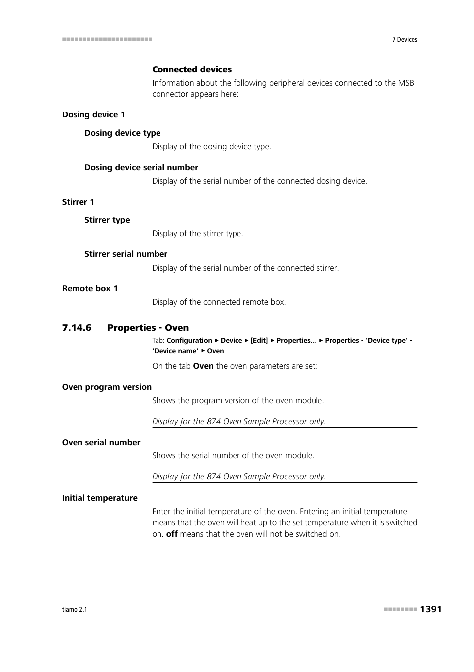 6 properties - oven | Metrohm tiamo 2.1 Manual User Manual | Page 1405 / 1532