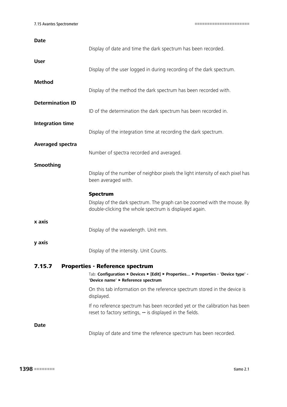 7 properties - reference spectrum, Properties - reference spectrum 8, Reference spectrum | Metrohm tiamo 2.1 Manual User Manual | Page 1412 / 1532