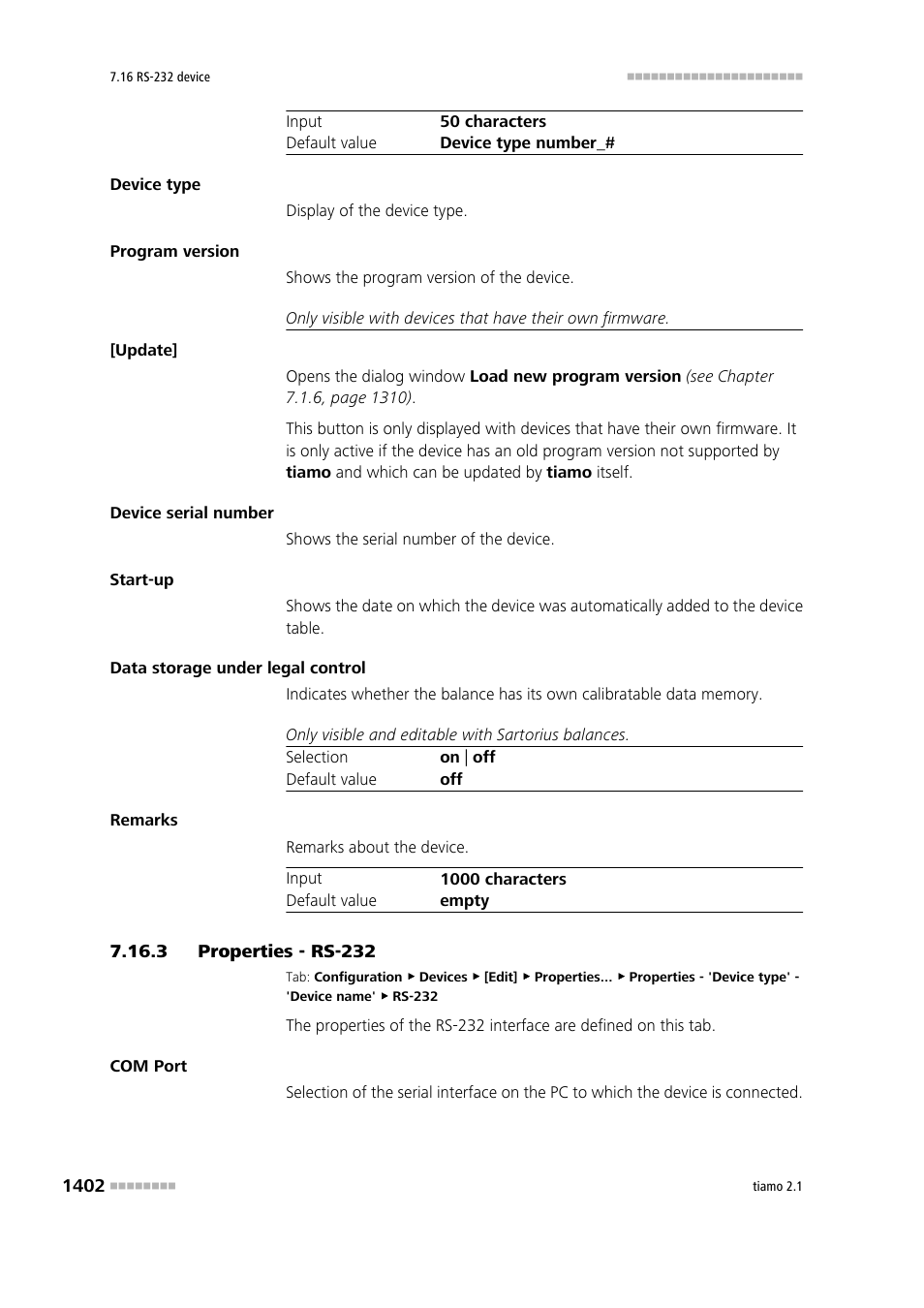 3 properties - rs-232, Properties - rs-232 2 | Metrohm tiamo 2.1 Manual User Manual | Page 1416 / 1532