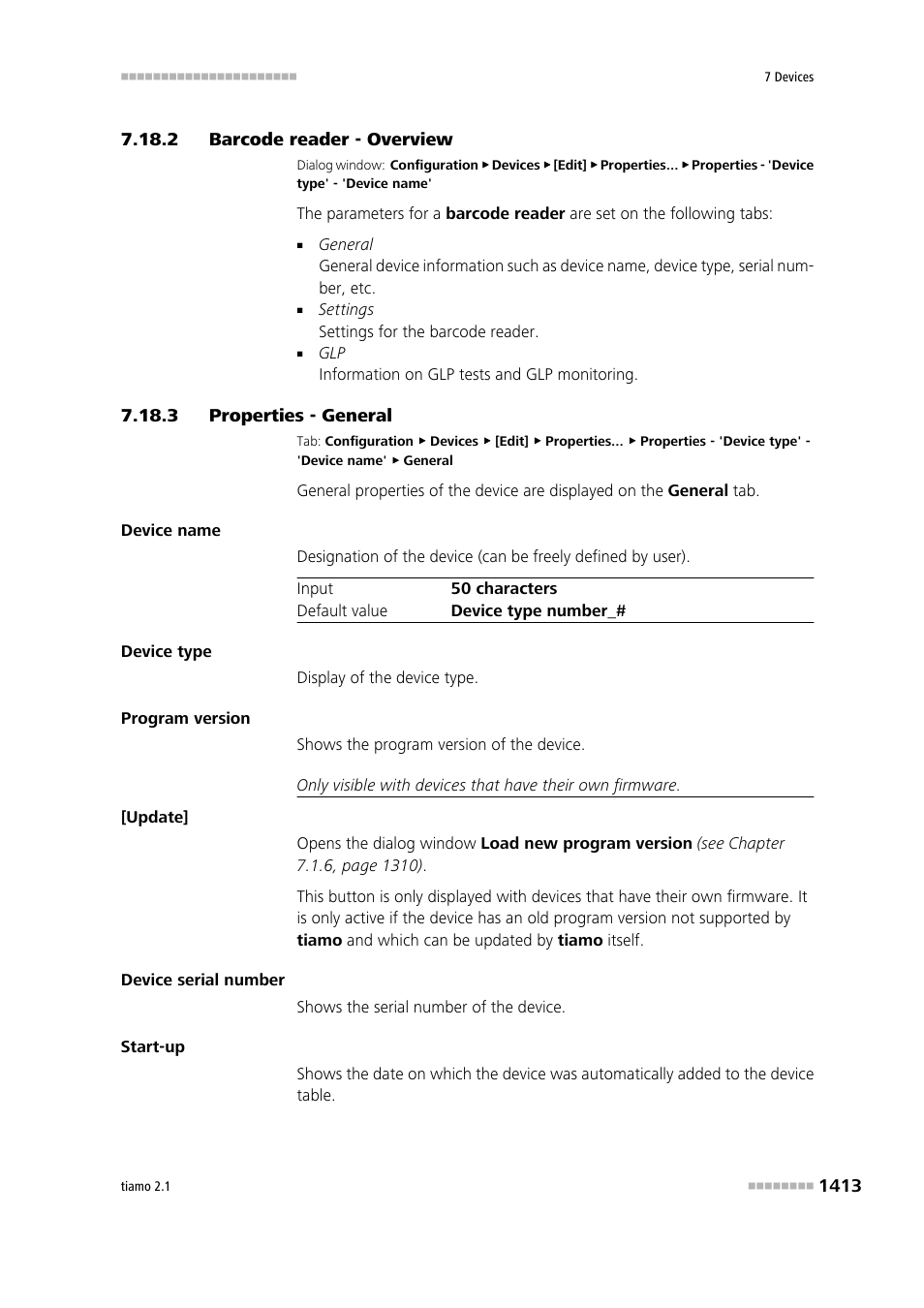 2 barcode reader - overview, 3 properties - general, Barcode reader - overview 3 | Metrohm tiamo 2.1 Manual User Manual | Page 1427 / 1532