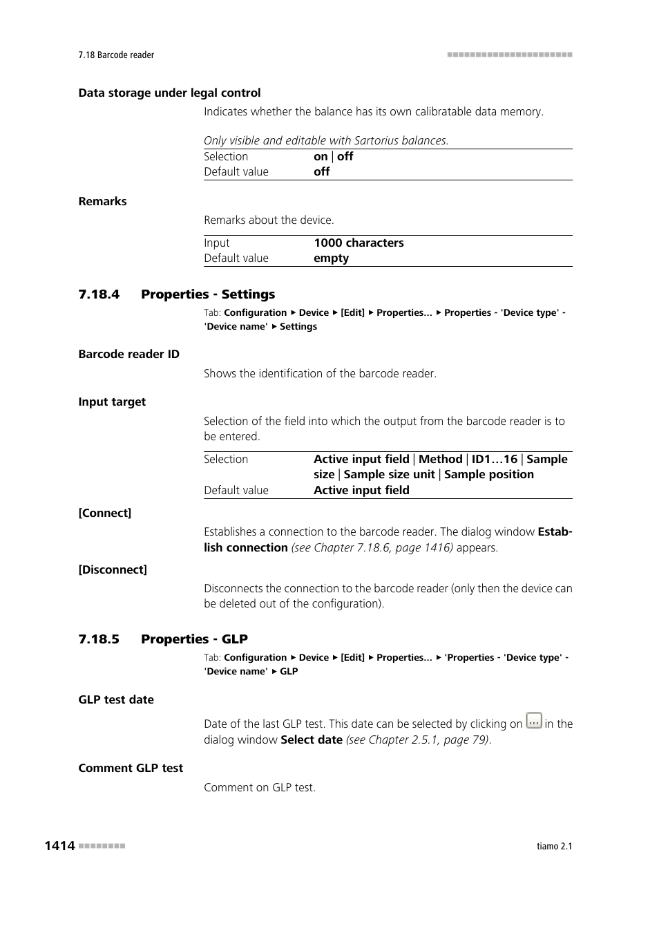 4 properties - settings, 5 properties - glp, Properties - settings 4 | Settings | Metrohm tiamo 2.1 Manual User Manual | Page 1428 / 1532