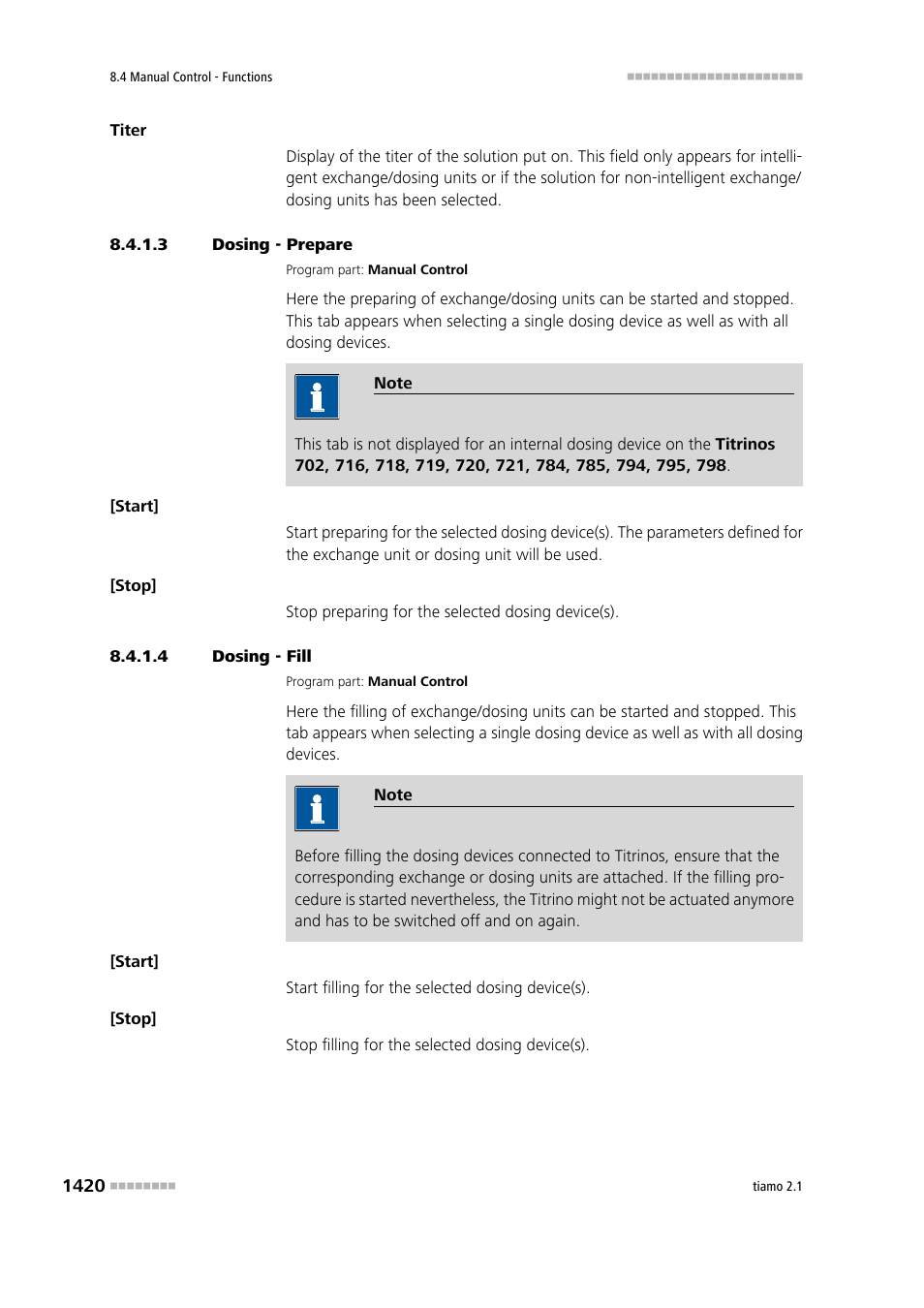 3 dosing - prepare, 4 dosing - fill, Prepare | Fill | Metrohm tiamo 2.1 Manual User Manual | Page 1434 / 1532