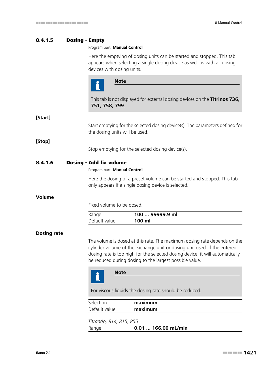 5 dosing - empty, 6 dosing - add fix volume, Empty | Fixed volume | Metrohm tiamo 2.1 Manual User Manual | Page 1435 / 1532