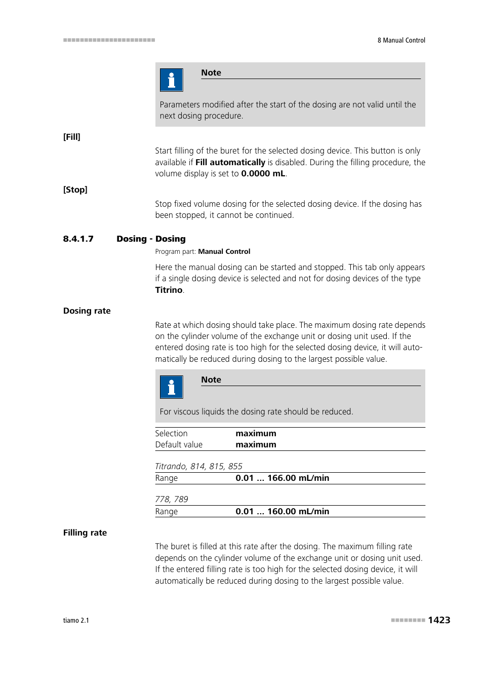 7 dosing - dosing, Dosing | Metrohm tiamo 2.1 Manual User Manual | Page 1437 / 1532