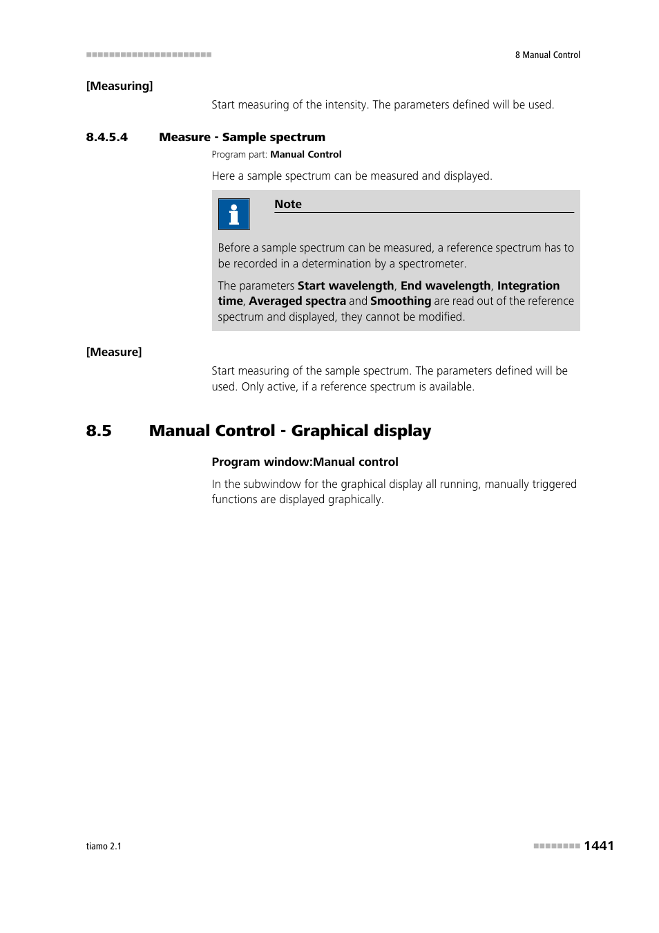 4 measure - sample spectrum, 5 manual control - graphical display, Manual control - graphical display 1 | Metrohm tiamo 2.1 Manual User Manual | Page 1455 / 1532