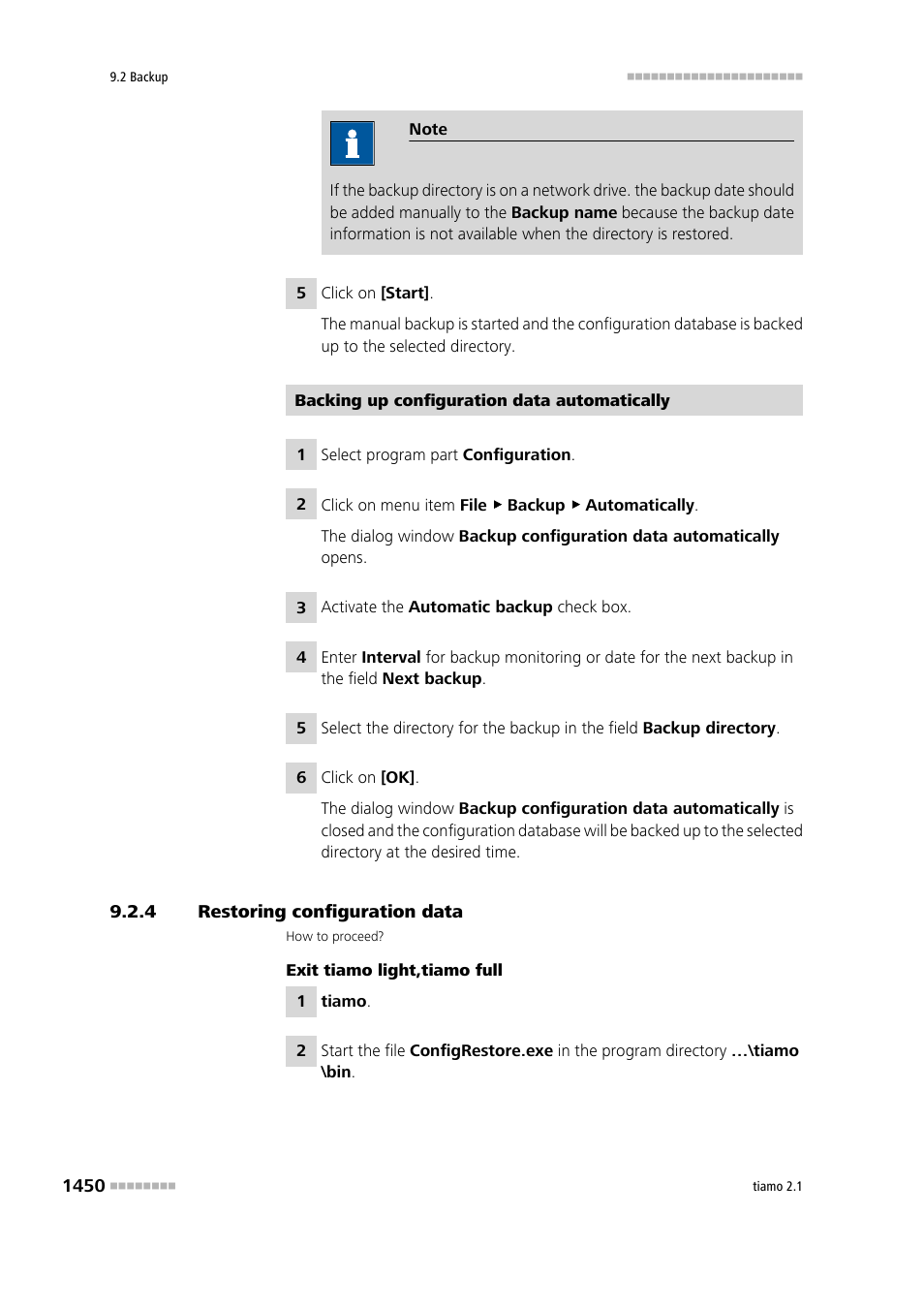 4 restoring configuration data, Restoring configuration data 0 | Metrohm tiamo 2.1 Manual User Manual | Page 1464 / 1532