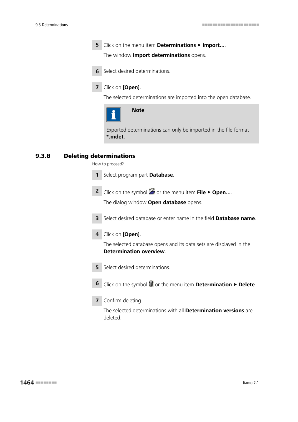 8 deleting determinations, Deleting determinations 4 | Metrohm tiamo 2.1 Manual User Manual | Page 1478 / 1532