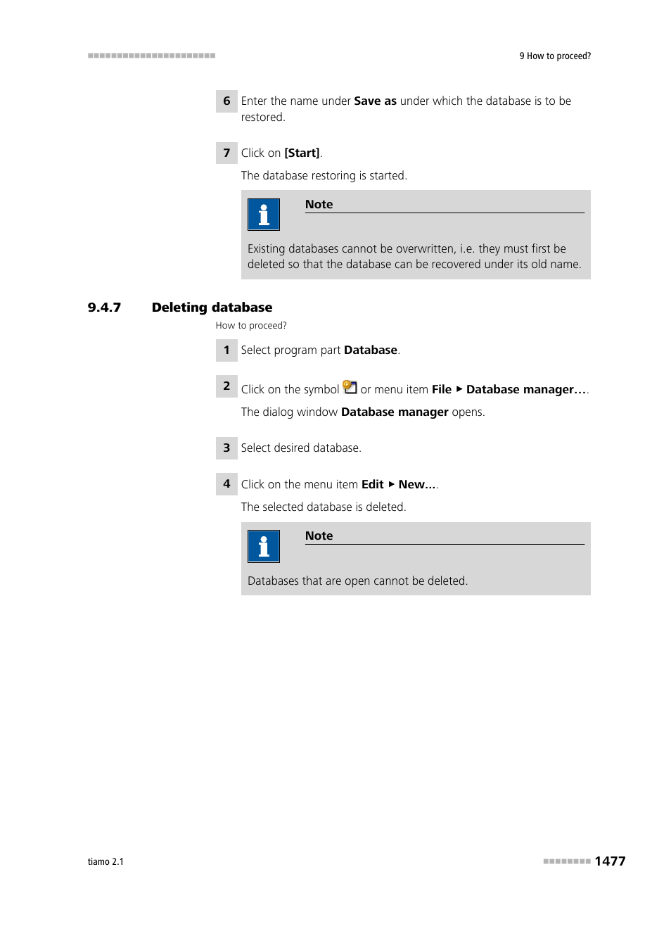 7 deleting database, Deleting database 7 | Metrohm tiamo 2.1 Manual User Manual | Page 1491 / 1532