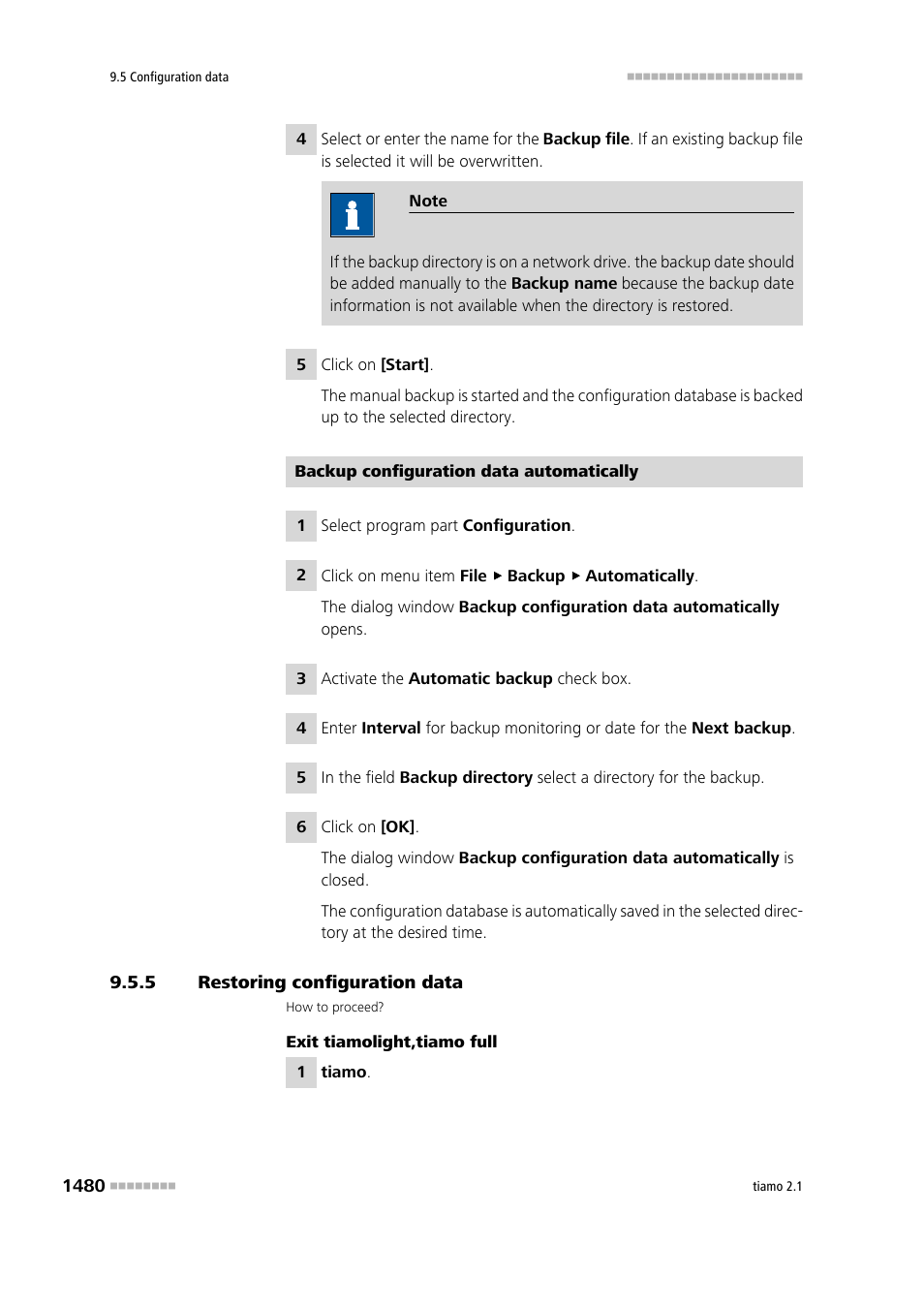 5 restoring configuration data, Restoring configuration data 0 | Metrohm tiamo 2.1 Manual User Manual | Page 1494 / 1532