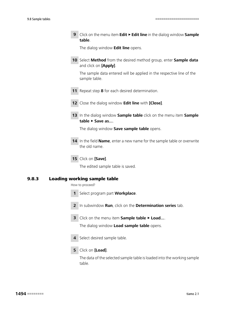 3 loading working sample table, Loading working sample table 4 | Metrohm tiamo 2.1 Manual User Manual | Page 1508 / 1532