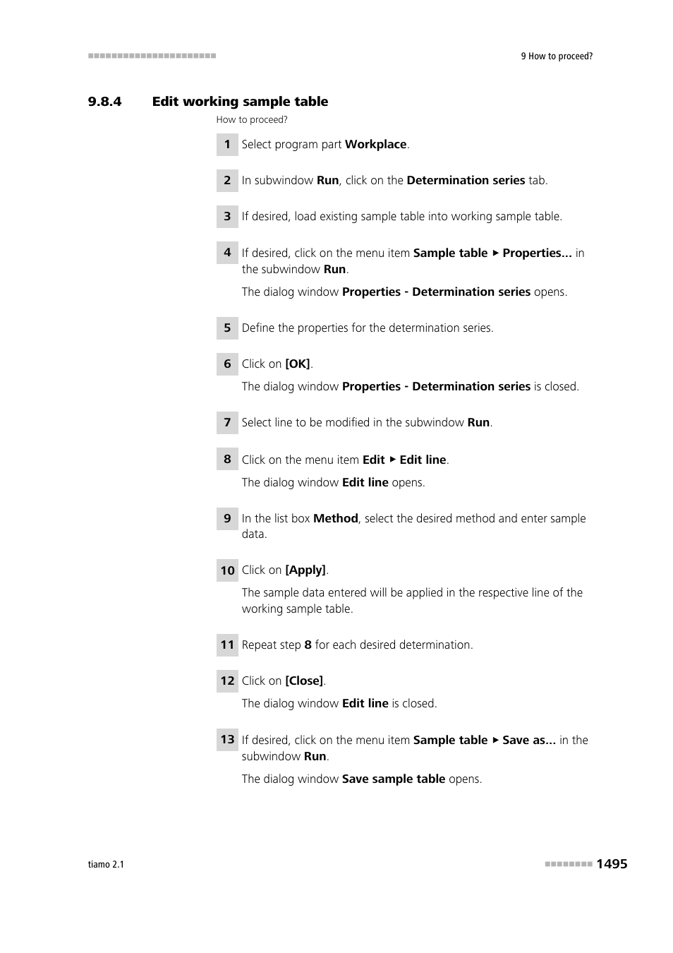 4 edit working sample table, Edit working sample table 5 | Metrohm tiamo 2.1 Manual User Manual | Page 1509 / 1532