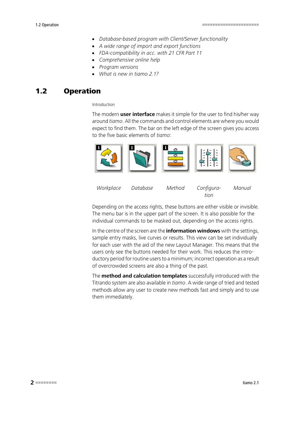 2 operation, Operation | Metrohm tiamo 2.1 Manual User Manual | Page 16 / 1532