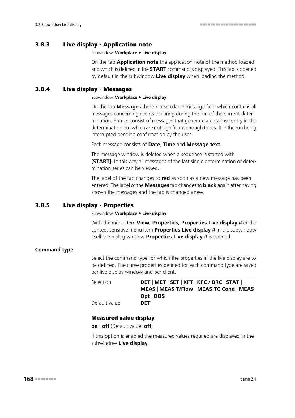 3 live display - application note, 4 live display - messages, 5 live display - properties | Live display - application note, Live display - messages, Live display - properties | Metrohm tiamo 2.1 Manual User Manual | Page 182 / 1532