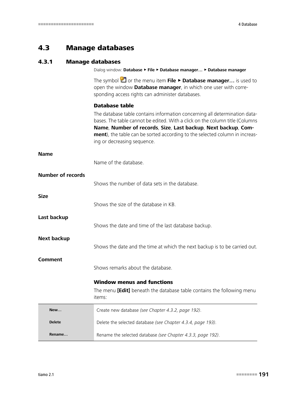 3 manage databases, 1 manage databases, Manage databases | Metrohm tiamo 2.1 Manual User Manual | Page 205 / 1532
