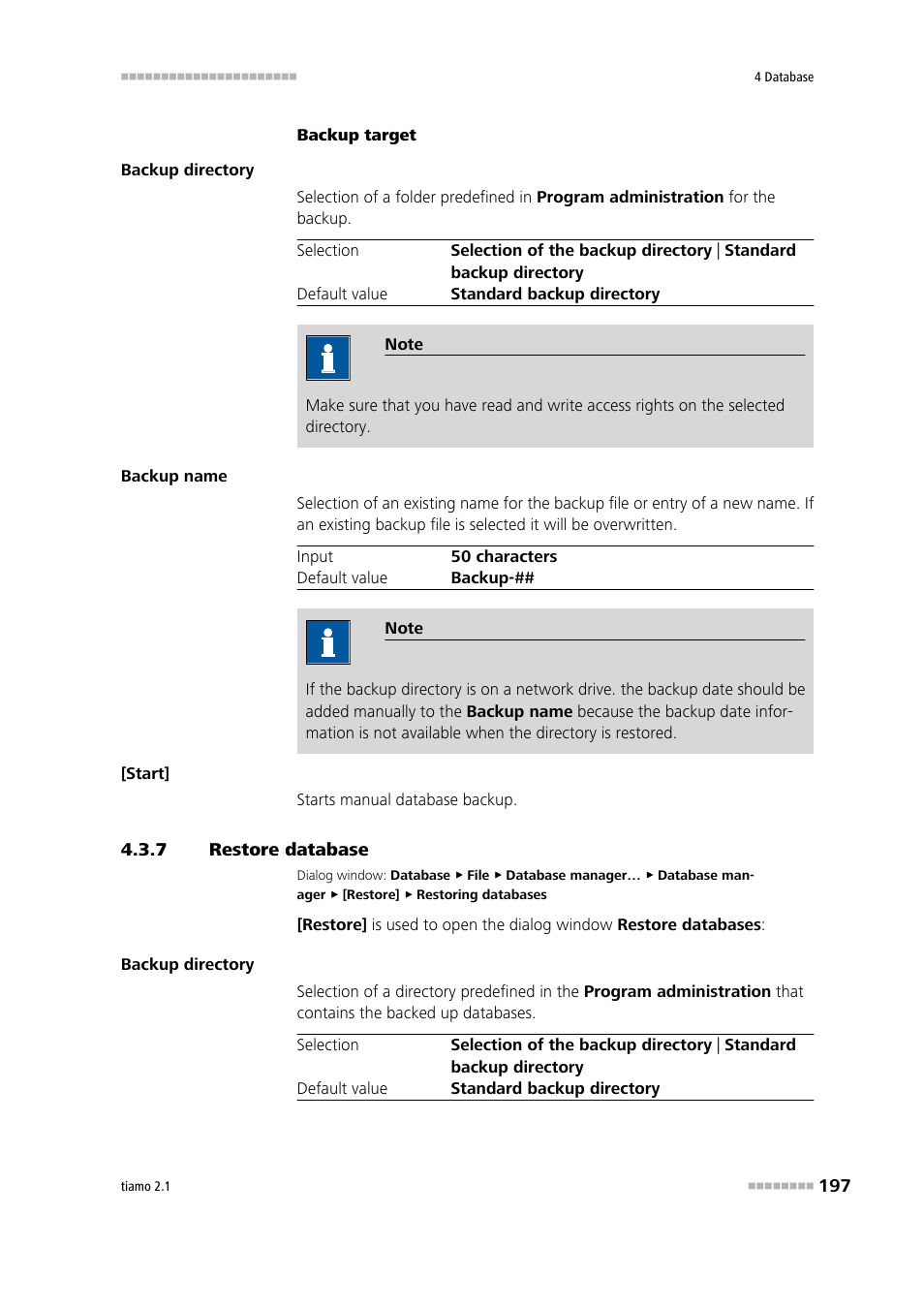 7 restore database, Restore database | Metrohm tiamo 2.1 Manual User Manual | Page 211 / 1532