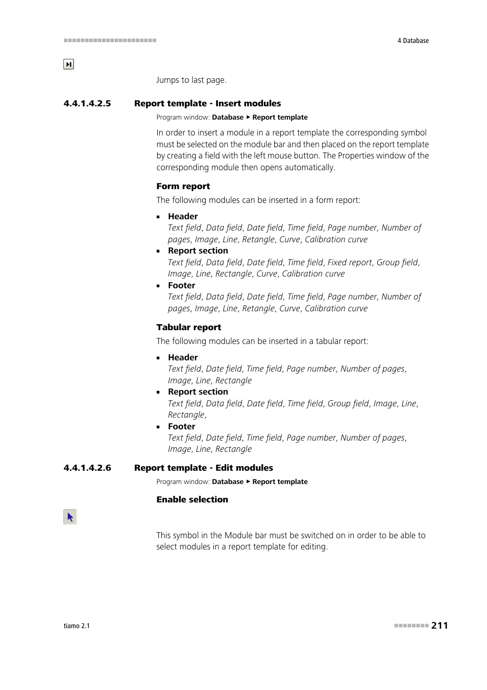 5 report template - insert modules, 6 report template - edit modules, Insert modules | Edit modules | Metrohm tiamo 2.1 Manual User Manual | Page 225 / 1532