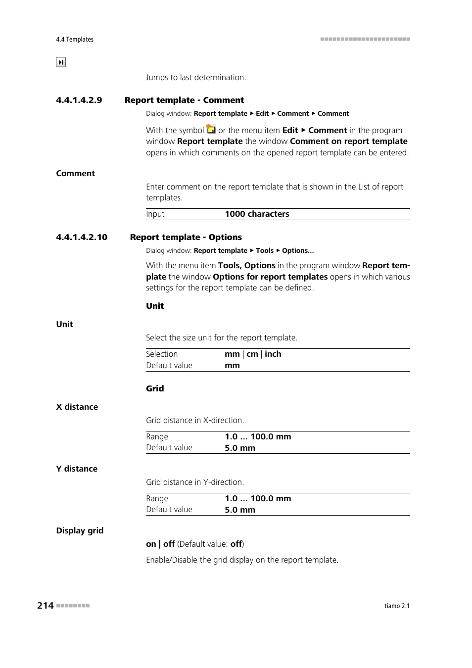 9 report template - comment, 10 report template - options, Enter comment on report template | Define options for report template | Metrohm tiamo 2.1 Manual User Manual | Page 228 / 1532