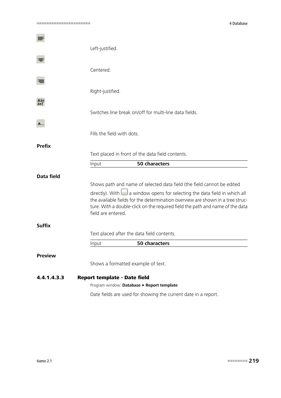 3 report template - date field, Date field | Metrohm tiamo 2.1 Manual User Manual | Page 233 / 1532