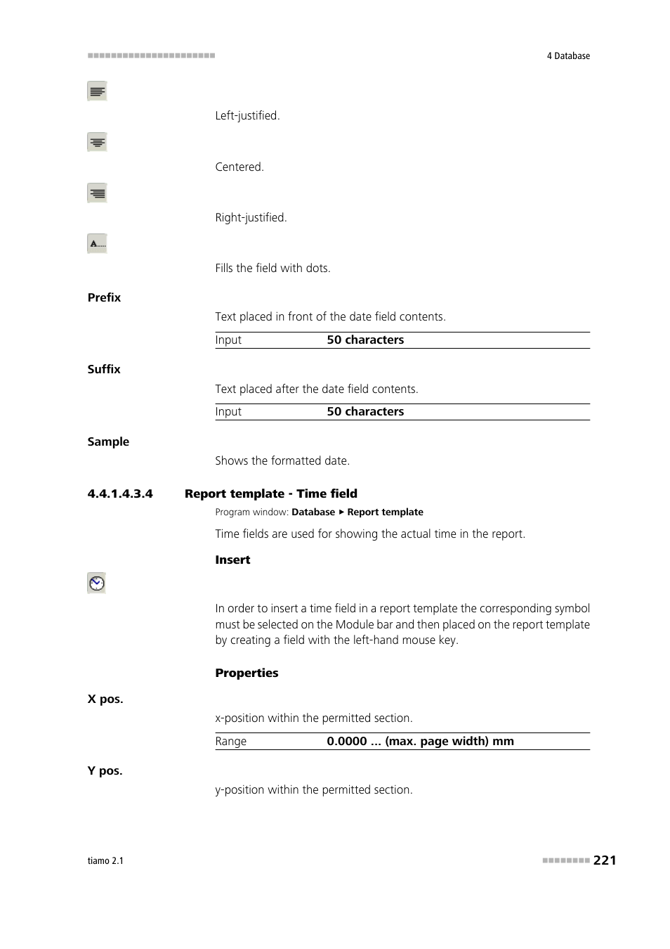 4 report template - time field, Time field | Metrohm tiamo 2.1 Manual User Manual | Page 235 / 1532