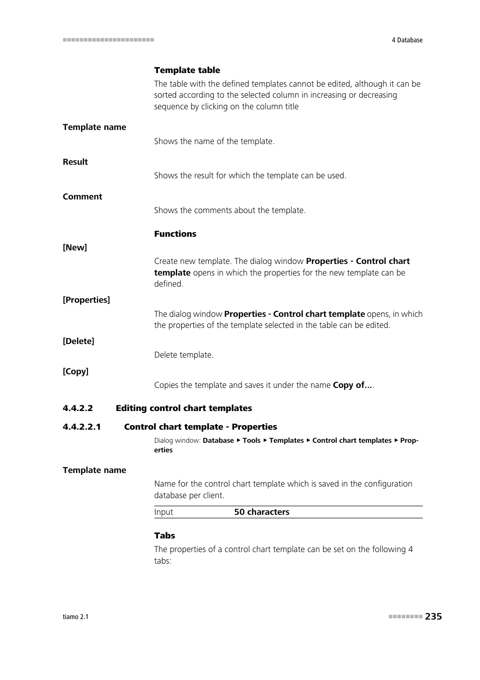 2 editing control chart templates, 1 control chart template - properties | Metrohm tiamo 2.1 Manual User Manual | Page 249 / 1532