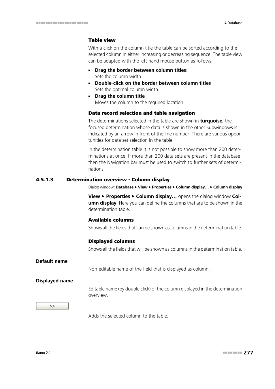 3 determination overview - column display | Metrohm tiamo 2.1 Manual User Manual | Page 291 / 1532