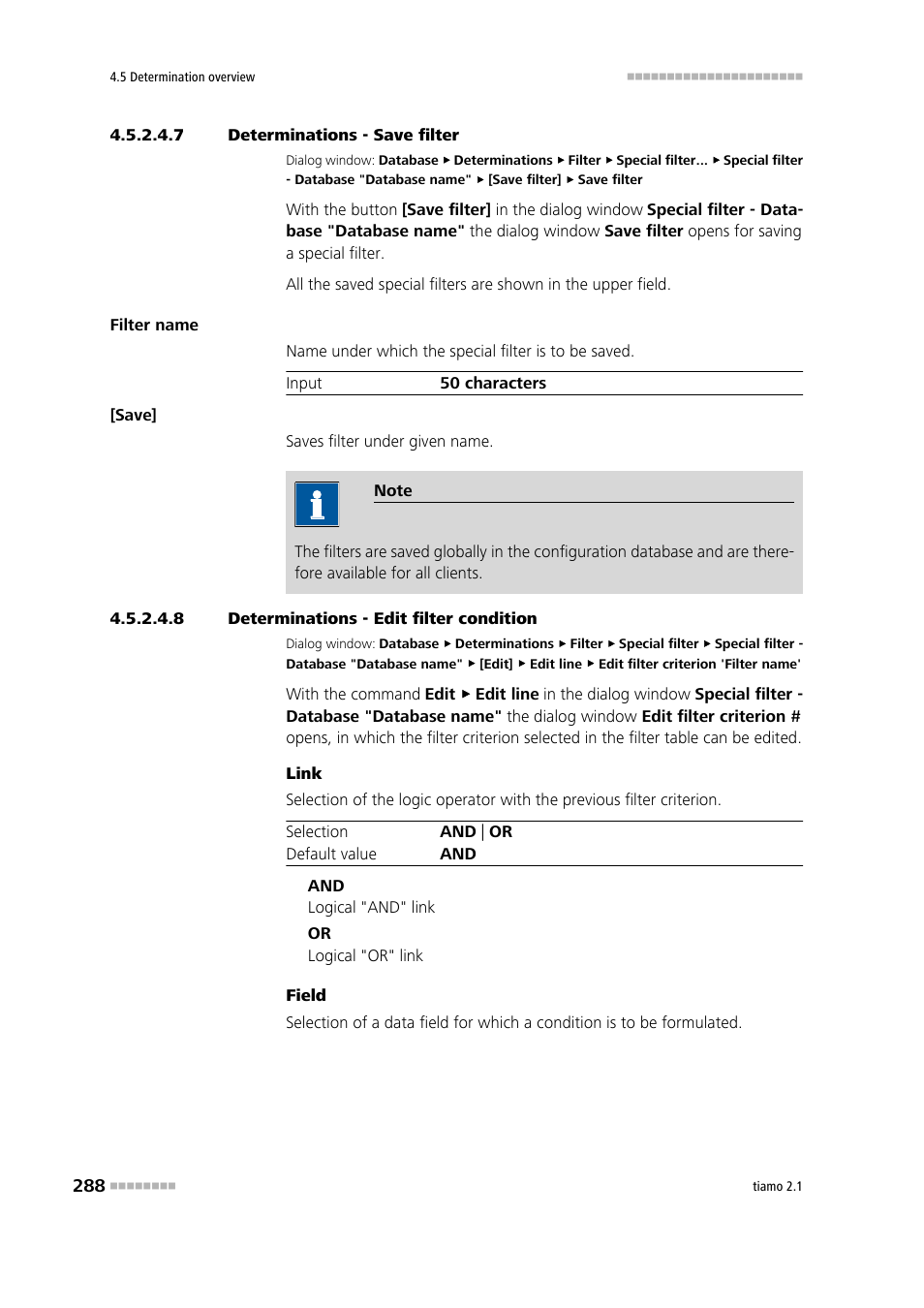 7 determinations - save filter, 8 determinations - edit filter condition | Metrohm tiamo 2.1 Manual User Manual | Page 302 / 1532