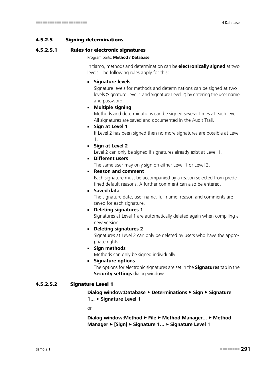 5 signing determinations, 1 rules for electronic signatures, 2 signature level 1 | Metrohm tiamo 2.1 Manual User Manual | Page 305 / 1532