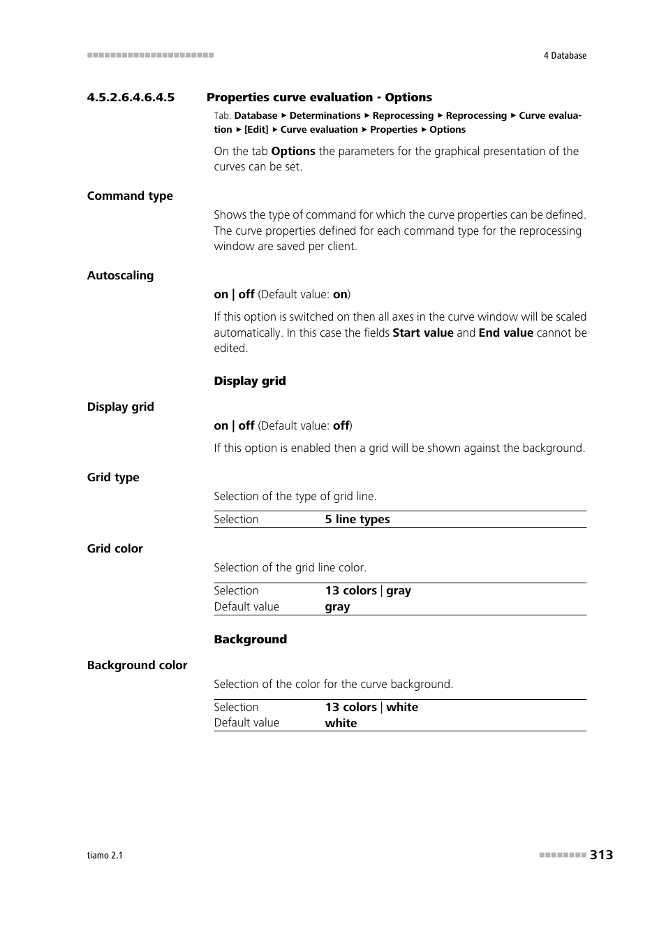 5 properties curve evaluation - options, Options | Metrohm tiamo 2.1 Manual User Manual | Page 327 / 1532