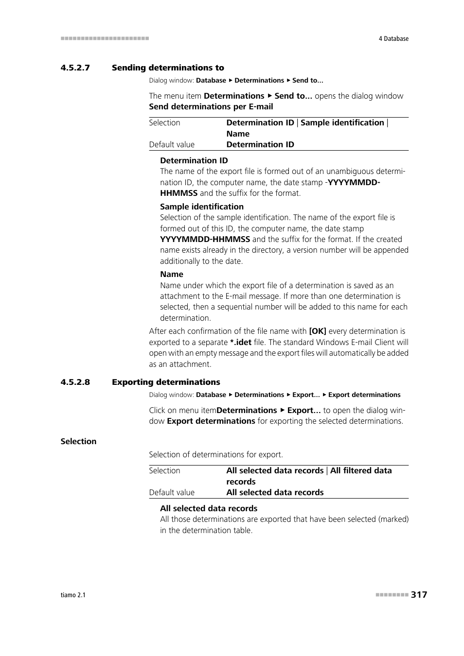 7 sending determinations to, 8 exporting determinations, Export determinations | Send determinations to | Metrohm tiamo 2.1 Manual User Manual | Page 331 / 1532