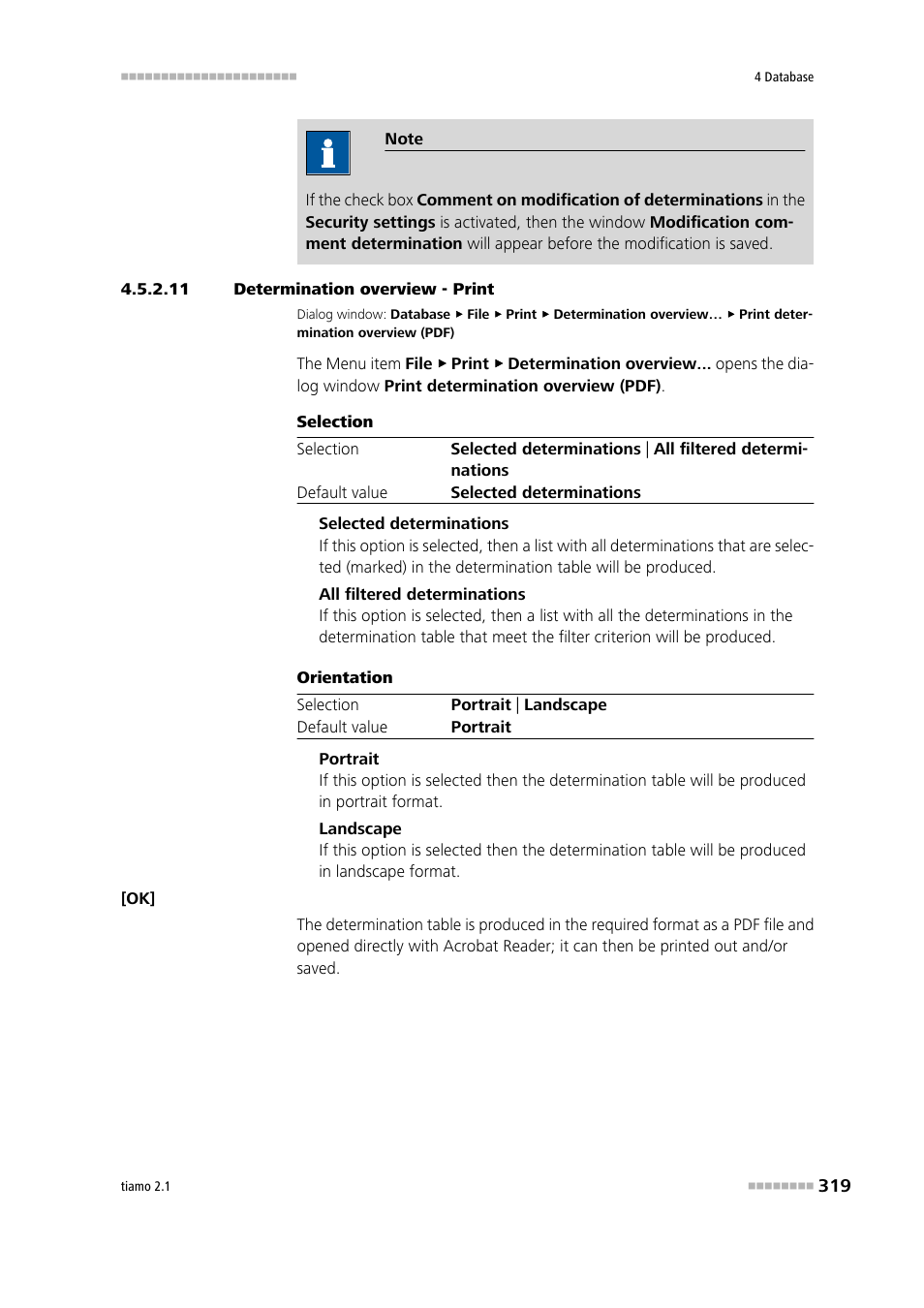 11 determination overview - print, Print determination overview | Metrohm tiamo 2.1 Manual User Manual | Page 333 / 1532