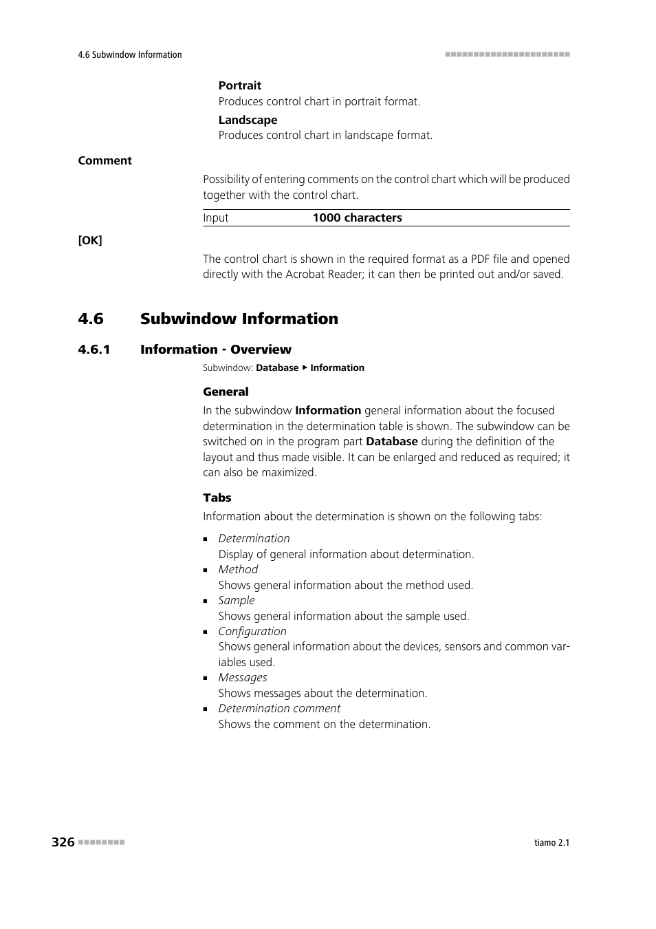 6 subwindow information, 1 information - overview, Subwindow information | Information - overview, Information | Metrohm tiamo 2.1 Manual User Manual | Page 340 / 1532