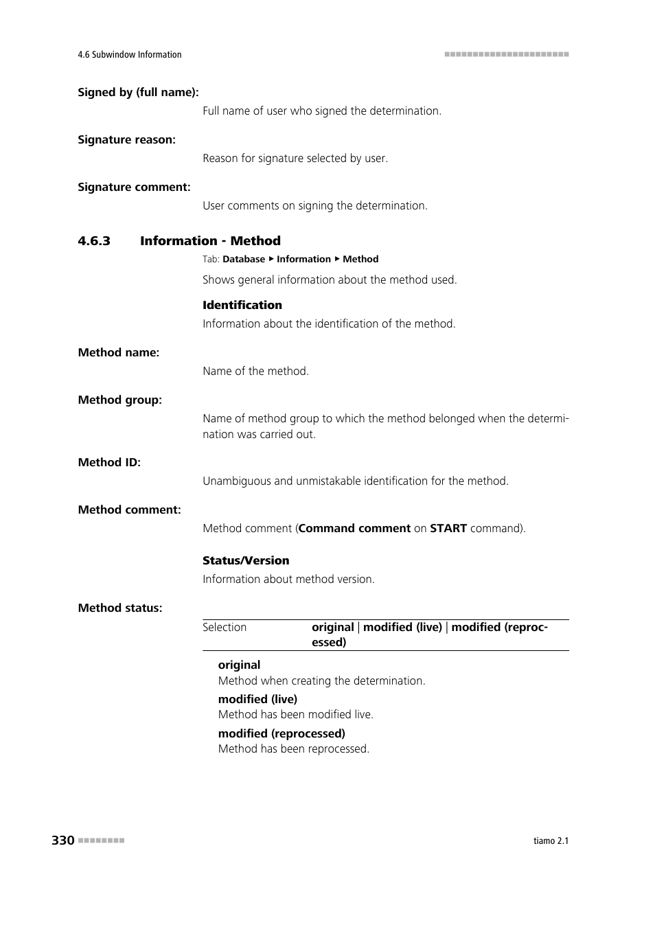 3 information - method, Information - method, Method | Metrohm tiamo 2.1 Manual User Manual | Page 344 / 1532