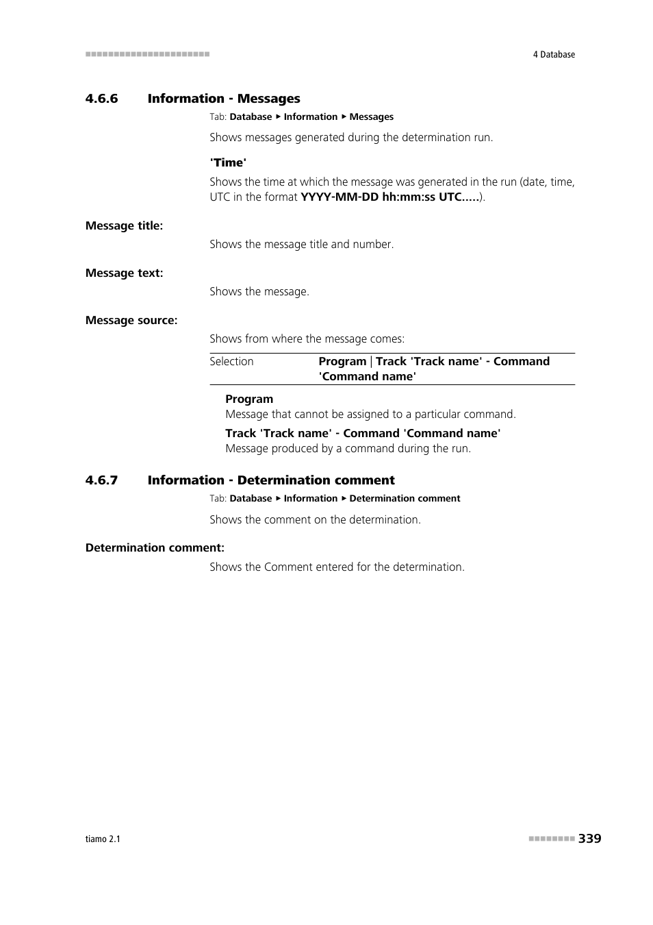 6 information - messages, 7 information - determination comment, Information - messages | Information - determination comment, Messages, Determination comment | Metrohm tiamo 2.1 Manual User Manual | Page 353 / 1532