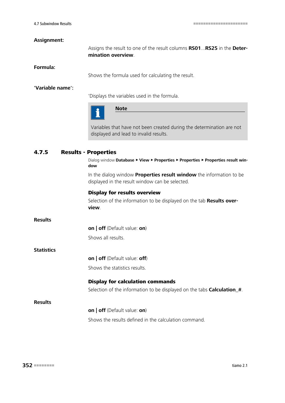 5 results - properties, Results - properties | Metrohm tiamo 2.1 Manual User Manual | Page 366 / 1532