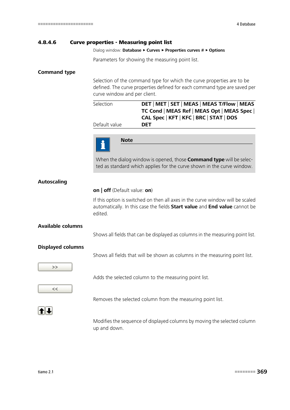 6 curve properties - measuring point list, Measuring point list | Metrohm tiamo 2.1 Manual User Manual | Page 383 / 1532