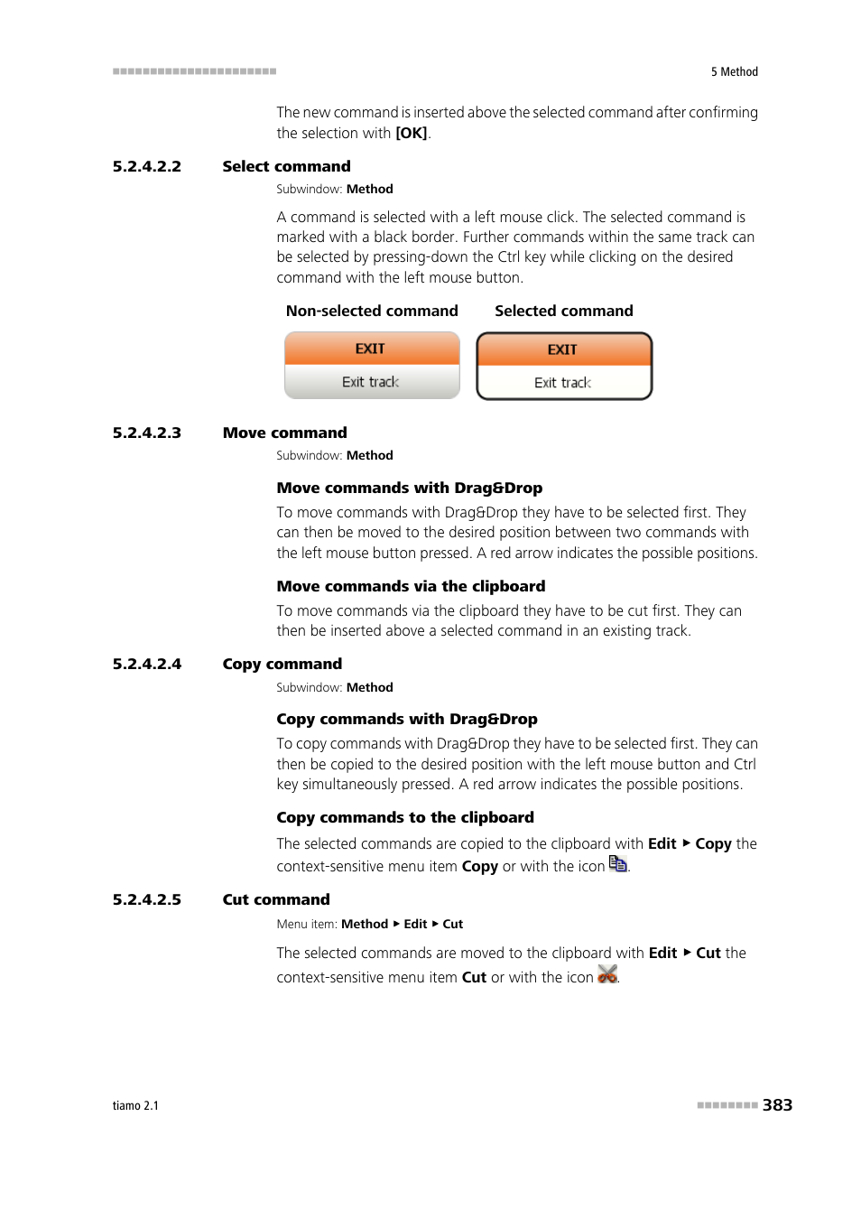 2 select command, 3 move command, 4 copy command | 5 cut command | Metrohm tiamo 2.1 Manual User Manual | Page 397 / 1532