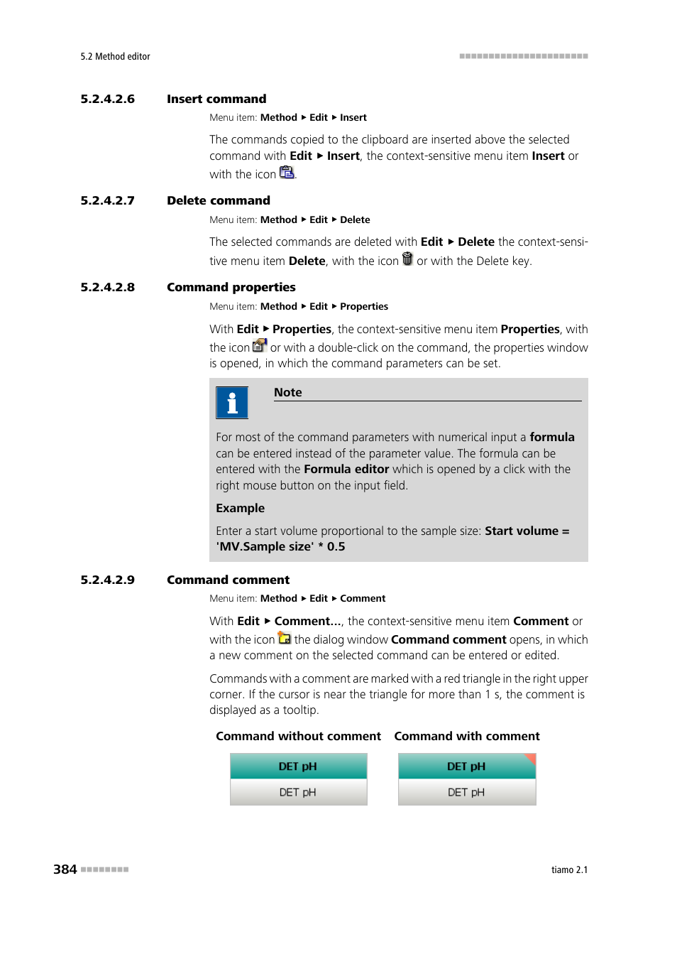 6 insert command, 7 delete command, 8 command properties | 9 command comment | Metrohm tiamo 2.1 Manual User Manual | Page 398 / 1532