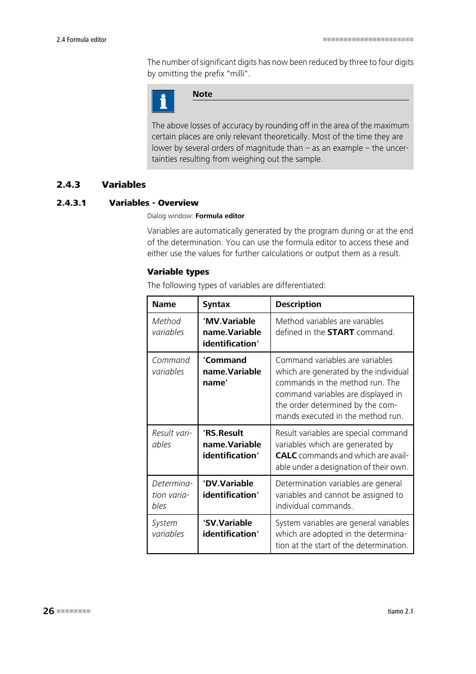 3 variables, 1 variables - overview, Variables | Metrohm tiamo 2.1 Manual User Manual | Page 40 / 1532