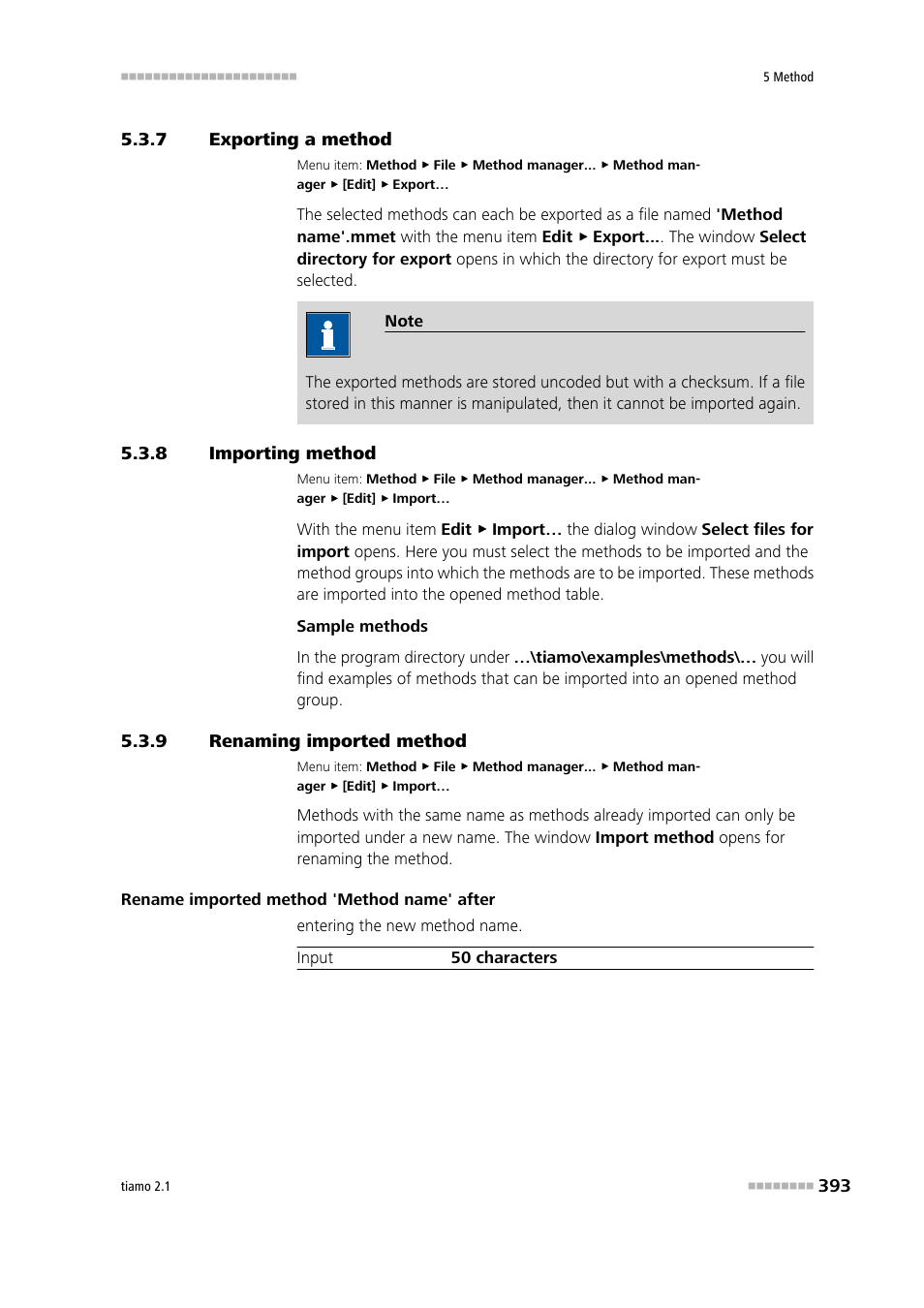 7 exporting a method, 8 importing method, 9 renaming imported method | Exporting a method, Importing method, Renaming imported method | Metrohm tiamo 2.1 Manual User Manual | Page 407 / 1532